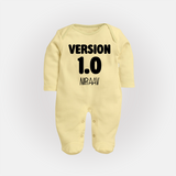 Version 1.0 Sleep suit/full sleeve body suit | Custom Baby Sleep suit/full sleeve body suit for the Original Sibling - PASTEL YELLOW - New Born (Chest 7.5")