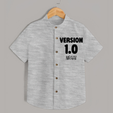 Version 1.0 Shirt | Custom Baby Shirt for the Original Sibling - GREY - 0 - 6 Months Old (Chest 23")