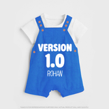 Version 1.0 Dungaree Set | Custom Baby Dungaree Set for the Original Sibling - COBALT BLUE - 0 - 5 Months Old (Chest 18")