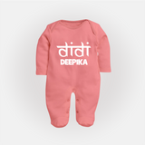Didi Sleep suit/full sleeve body suit | Custom Baby Sleep suit/full sleeve body suit for the Loving Big Sister - PEACH - New Born (Chest 7.5")