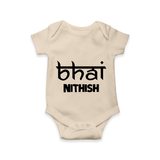 Bhai Romper/onesie | Personalized Baby Romper/onesie for the Cool Brother - IVORY - New Born (Chest 14")