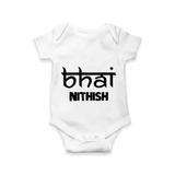 Bhai Romper/onesie | Personalized Baby Romper/onesie for the Cool Brother - WHITE - New Born (Chest 14")