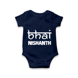 Bhai Romper/onesie | Personalized Baby Romper/onesie for the Cool Brother - NAVY BLUE - New Born (Chest 14")