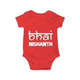 Bhai Romper/onesie | Personalized Baby Romper/onesie for the Cool Brother - RED - New Born (Chest 14")