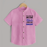 This is What an Awesome Bhai Looks Like Shirt | Personalized Baby Shirt for the Awesome Brother - BABY PINK - 0 - 6 Months Old (Chest 23")