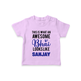 This is What an Awesome Bhai Looks Like T-shirt | Personalized Baby T-shirt for the Awesome Brother - LILAC - 0-5 Months Old (Chest 17")