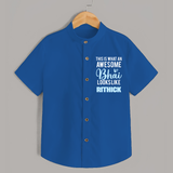 This is What an Awesome Bhai Looks Like Shirt | Personalized Baby Shirt for the Awesome Brother - COBALT BLUE - 0 - 6 Months Old (Chest 23")