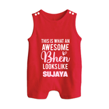 This is What an Awesome Behen Looks Like Romper suit/sleeveless romper | Custom Baby Romper suit/sleeveless romper for the Awesome Sister - RED - 0 - 5 Months Old (Chest 18")
