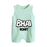 Bhai Romper suit/sleeveless romper | Custom Baby Romper suit/sleeveless romper for Your Best Brother - MINT GREEN - 0 - 5 Months Old (Chest 18")