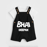 Bhai Dungaree Set | Custom Baby Dungaree Set for Your Best Brother - BLACK - 0 - 5 Months Old (Chest 18")