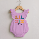 Lil Sis Romper Frock | Personalized Romper Frock for the Little Sister - BABY PINK - 0 - 3 Months Old (Chest 19")