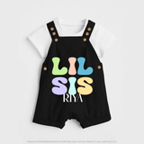 Lil Sis Dungaree Set | Personalized Baby Dungaree Set for the Little Sister - BLACK - 0 - 5 Months Old (Chest 18")