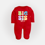 Big Sis Sleep suit/full sleeve body suit | Custom Baby Sleep suit/full sleeve body suit for the Big Sister - RED - New Born (Chest 7.5")
