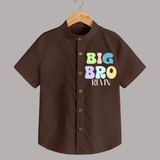 Big Bro Shirt | Personalized Baby Shirt for the Big Brother - CHOCOLATE BROWN - 0 - 6 Months Old (Chest 23")