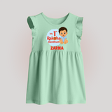My First Raksha Bandhan Baby Boy Baby Frock– boy sitting with Rakhi theme. - MINT GREEN - 0 - 3 Months Old (Chest 17")