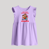 Our First Raksha Bandhan Sibling Baby Frock – brother & sister holding Rakhi. - LILAC - 0 - 3 Months Old (Chest 17")