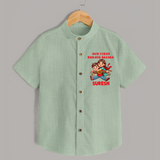 Our First Raksha Bandhan Sibling Shirt – brother & sister holding Rakhi. - MINT GREEN - 0 - 6 Months Old (Chest 23")