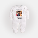 My First Rakhi Baby Girl Cute Graphic Fullbody Suit – baby with my first rakhi illustration. - WHITE - New Born (Chest 7.5")