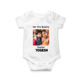My First Rakhi Baby Girl Cute Graphic Romper – baby with my first rakhi illustration. - WHITE - New Born (Chest 14")