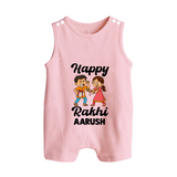 First Rakhi Celebration Baby Button Romper– general Rakhi theme for baby. - BABY PINK - New Born (Chest 18")