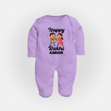 First Rakhi Celebration Baby Fullbody Suit– general Rakhi theme for baby. - LILAC - New Born (Chest 7.5")