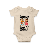 First Rakhi Celebration Baby Romper – general Rakhi theme for baby. - IVORY - New Born (Chest 14")