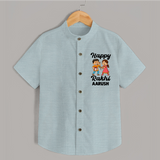 First Rakhi Celebration Baby Shirt– general Rakhi theme for baby. - ARCTIC BLUE - 0 - 6 Months Old (Chest 23")