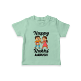 First Rakhi Celebration Baby TShirt– general Rakhi theme for baby. - MINT GREEN - 0-5 Months Old (Chest 17")