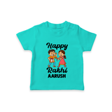 First Rakhi Celebration Baby TShirt– general Rakhi theme for baby. - TEAL - 0-5 Months Old (Chest 17")