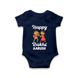 First Rakhi Celebration Baby Romper – general Rakhi theme for baby. - NAVY BLUE - New Born (Chest 14")