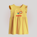 Gift & Rakhi Heart Print Baby Frock – heart-shaped rakhi with gifts illustration. - PASTEL YELLOW - 0 - 3 Months Old (Chest 17")
