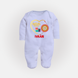 Gift & Rakhi Heart Print Fullbody Suit – heart-shaped rakhi with gifts illustration. - BABY BLUE - New Born (Chest 7.5")