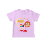 Gift & Rakhi Heart Print TShirt – heart-shaped rakhi with gifts illustration. - LILAC - 0-5 Months Old (Chest 17")