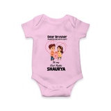 First Rakhi CelebrationBrother Sister Print Romper – simple baby holding rakhi illustration. - BABY PINK - New Born (Chest 14")