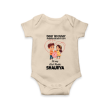 First Rakhi CelebrationBrother Sister Print Romper – simple baby holding rakhi illustration. - IVORY - New Born (Chest 14")