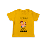 First Rakhi CelebrationBrother Sister Print TShirt – simple baby holding rakhi illustration. - CHROME YELLOW - 0-5 Months Old (Chest 17")