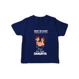 First Rakhi CelebrationBrother Sister Print TShirt – simple baby holding rakhi illustration. - NAVY BLUE - 0-5 Months Old (Chest 17")