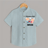 Twinning for Rakhi Print Shirt – two baby superheroes flying together. - ARCTIC BLUE - 0 - 6 Months Old (Chest 23")