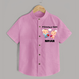 Twinning for Rakhi Print Shirt – two baby superheroes flying together. - BABY PINK - 0 - 6 Months Old (Chest 23")