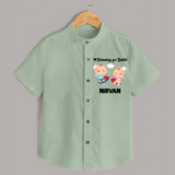 Twinning for Rakhi Print Shirt – two baby superheroes flying together. - MINT GREEN - 0 - 6 Months Old (Chest 23")