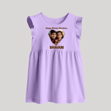 Brother Sister photo printed Baby Frock – photo of two children in festive rakhi attire - LILAC - 0 - 3 Months Old (Chest 17")