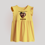 Brother Sister photo printed Baby Frock – photo of two children in festive rakhi attire - PASTEL YELLOW - 0 - 3 Months Old (Chest 17")