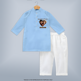 Brother Sister photo printed Kurta – photo of two children in festive rakhi attire - BABY BLUE - 3 - 6 Months Old (Chest 24", Kurta Length 14'', Waist 19", Pant Length 14")