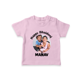 Rakhi Celebration Photo Print TShirt– photo of two children in festive rakhi attire. - BABY PINK - 0-5 Months Old (Chest 17")