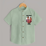 Pamper Me with Gift Rakhi Print Shirt – brother-sister gift giving illustration. - MINT GREEN - 0 - 6 Months Old (Chest 23")
