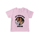Happy Rakhi Cute Kids Print TShirt – boy-girl sitting and tying rakhi illustration. - BABY PINK - 0-5 Months Old (Chest 17")