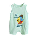 My 1st Ram Navami – Personalized Baby Romper suit - MINT GREEN - 0 - 5 Months Old (Chest 18")