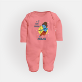 My 1st Ram Navami – Personalized Baby Fullbody suit - PEACH - New Born (Chest 7.5")