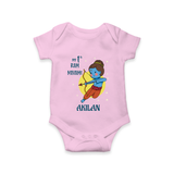 My 1st Ram Navami – Personalized Baby Romper - BABY PINK - New Born (Chest 14")