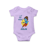 My 1st Ram Navami – Personalized Baby Romper - LILAC - New Born (Chest 14")